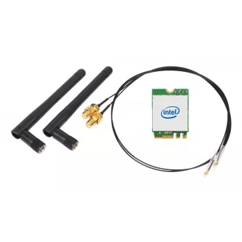 SHUTTLE WLN-M22 WLAN Kit — Intel AX210 M.2 Wi‑Fi 6E (Triband 2.4/5/6 GHz) mit Bluetooth 5.2 und 2x2 externen Antennen