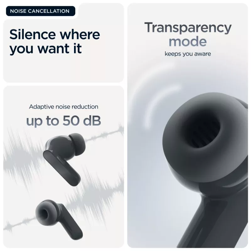 Headset MOTOROLA Moto Buds Bass TWS Bluetooth In-Ear für Anrufe und Musik, Schwarz, 51 g