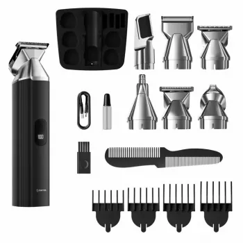 Kabelschere wiederaufladbarer Haarschneider MANTA HT-01BK — USB-C, IPX7 wasserdicht, 90 Min. Akku, 6 + 4 Magnetaufsätze