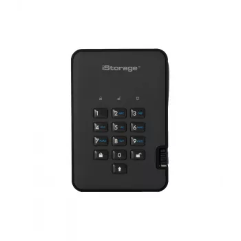 iStorage diskAshur2 256-bit 1 TB USB 3.2 sicher verschlüsseltes Solid-State-Laufwerk – Schwarz IS-DA2-256-SSD-1TB-B