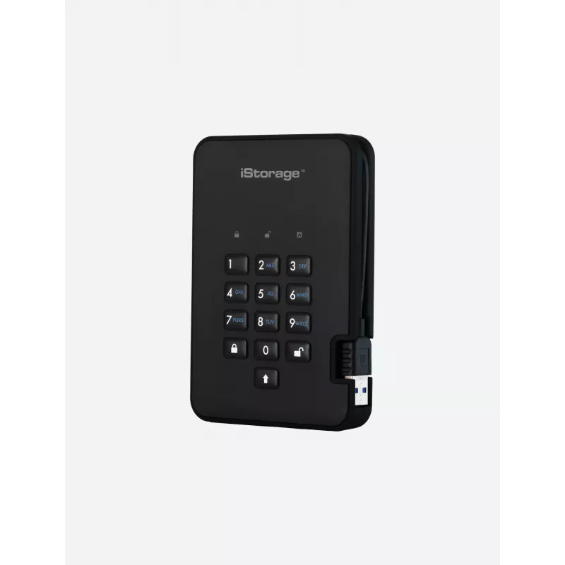 iStorage diskAshur2 256-bit 1 TB USB 3.2 sicher verschlüsseltes Solid-State-Laufwerk – Schwarz IS-DA2-256-SSD-1TB-B