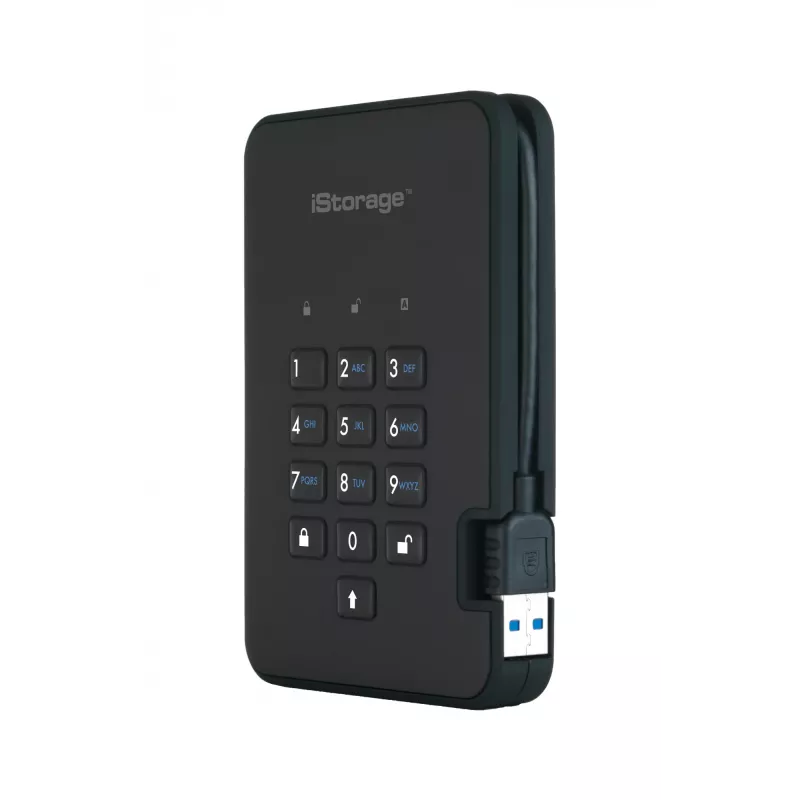 iStorage diskAshur2 256-bit 1 TB USB 3.2 sicher verschlüsseltes Solid-State-Laufwerk – Schwarz IS-DA2-256-SSD-1TB-B