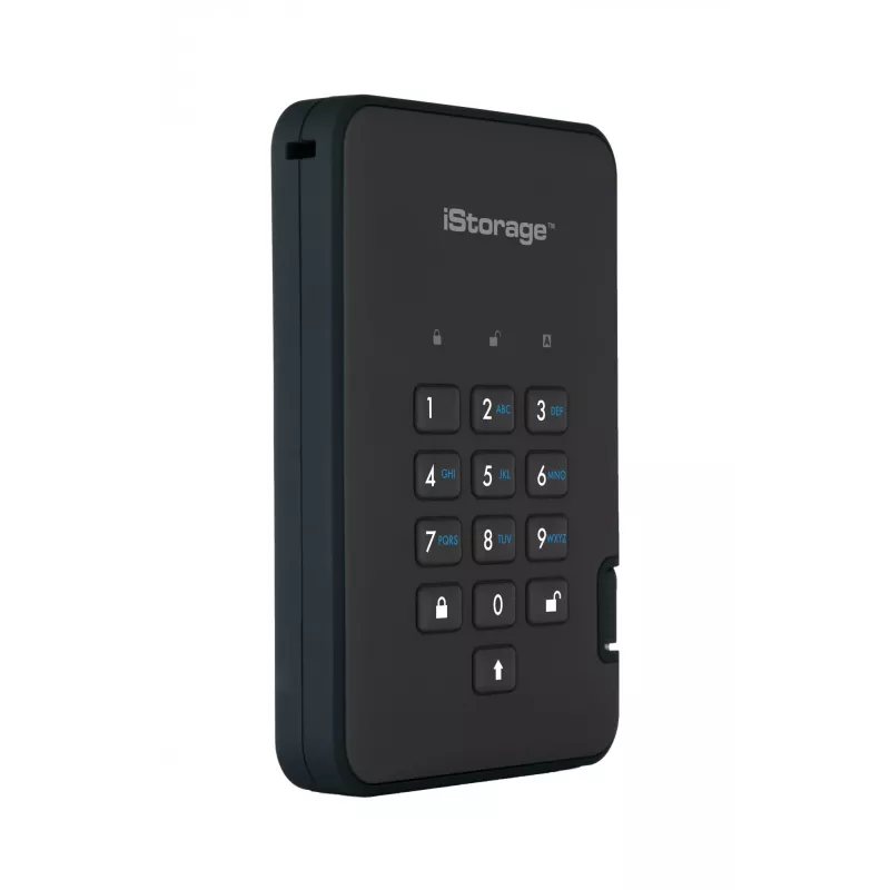 iStorage diskAshur2 256-bit 1 TB USB 3.2 sicher verschlüsseltes Solid-State-Laufwerk – Schwarz IS-DA2-256-SSD-1TB-B