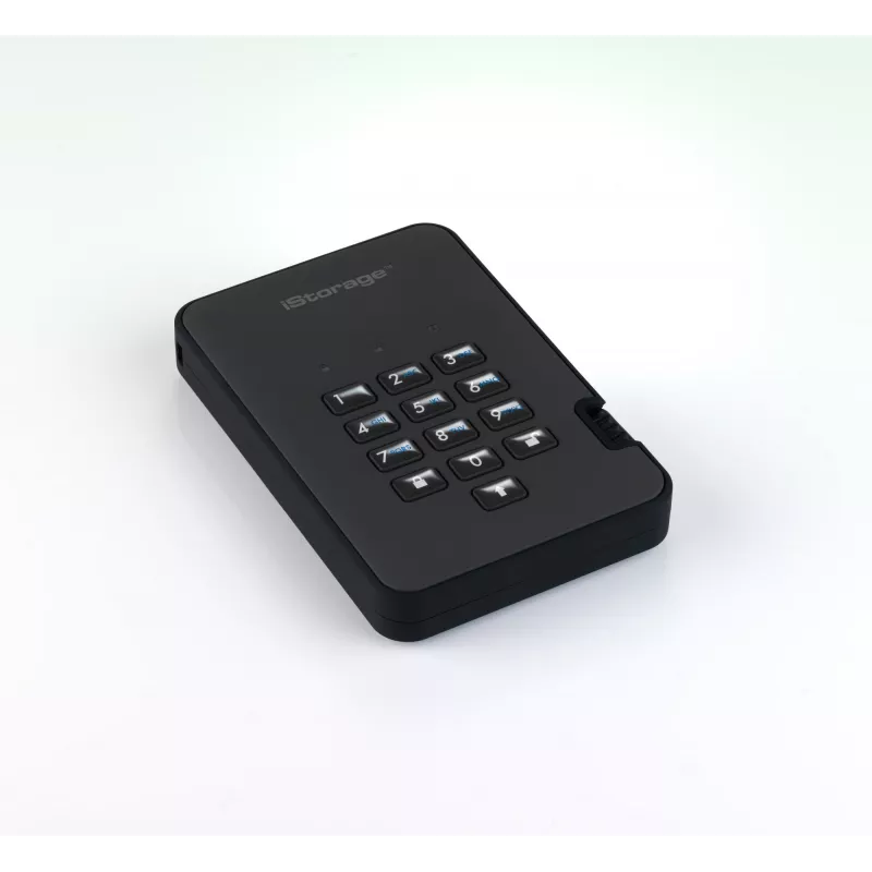 iStorage diskAshur2 256-bit 1 TB USB 3.2 sicher verschlüsseltes Solid-State-Laufwerk – Schwarz IS-DA2-256-SSD-1TB-B