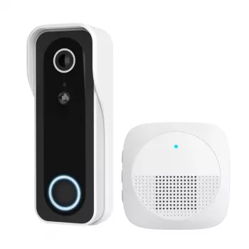 Video-Türklingel TRUST DOORCAM-3000, 3 MP, Wi‑Fi 2.4 GHz, MicroSD bis zu 256 GB, Batterie/USB, Schwarz/Weiß