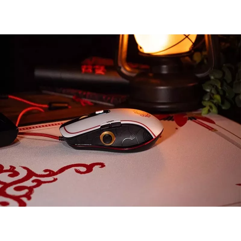 Lexip X Ubisoft - Assassin's Creed - Shadows Maus, Rechtshänder, Optisch, USB Typ-A, 12000 DPI, Schwarz, Gold, Rot, Weiß