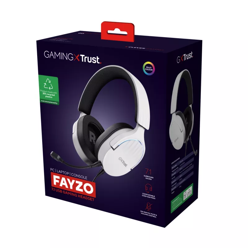 Trust GXT 490 FAYZO Headset, kabelgebunden, Kopfbügel, Motorrad, USB Typ-A, Schwarz, Weiß