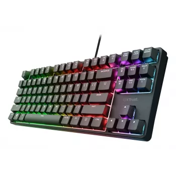 Mechanische Gaming-Tastatur TRUST 26135, 80% 87 Tasten, QWERTZ deutsches Layout, USB kabelgebunden, schwarz, 1,8 m Kabel