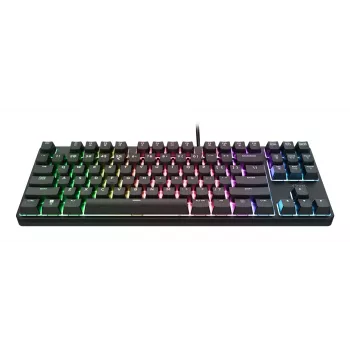 Mechanische Gaming-Tastatur TRUST 26135, 80% 87 Tasten, QWERTZ deutsches Layout, USB kabelgebunden, schwarz, 1,8 m Kabel