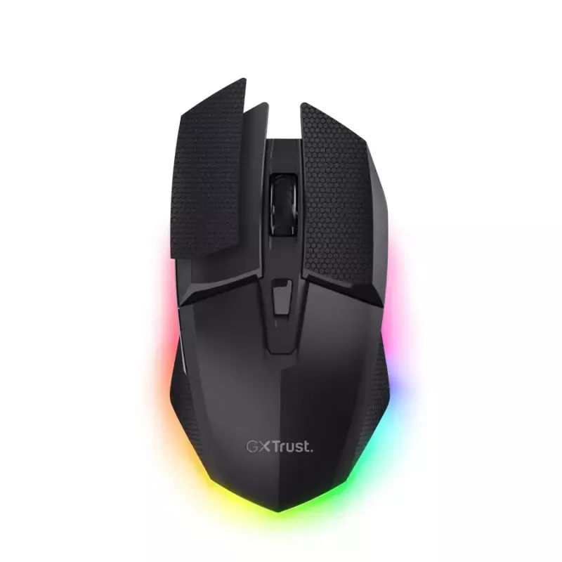 Gaming-Maus TRUST GXT 122 Felox+ — Rechtshänder, optisch, RF Wireless + Bluetooth, 10000 DPI, 7 Tasten, Multi-LED, schwarz
