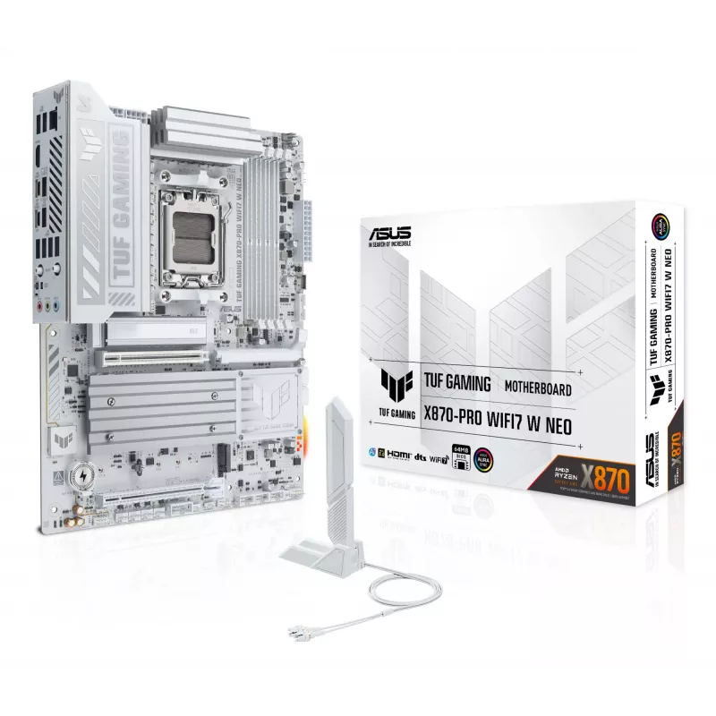 Motherboard ASUS TUF GAMING X870-PRO WIFI7 W NEO, AMD X870, Socket AM5, ATX, DDR5, 4 DIMM, 256 GB, Wi‑Fi 7, 5Gb Ethernet
