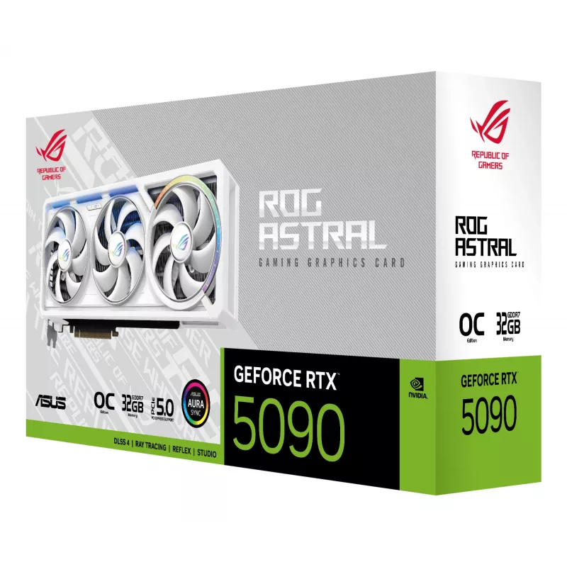 Grafikkarte ASUS ROG Astral GeForce RTX 5090, 32 GB GDDR7, 512-Bit, PCIe 5.0, 3 Lüfter, weiß