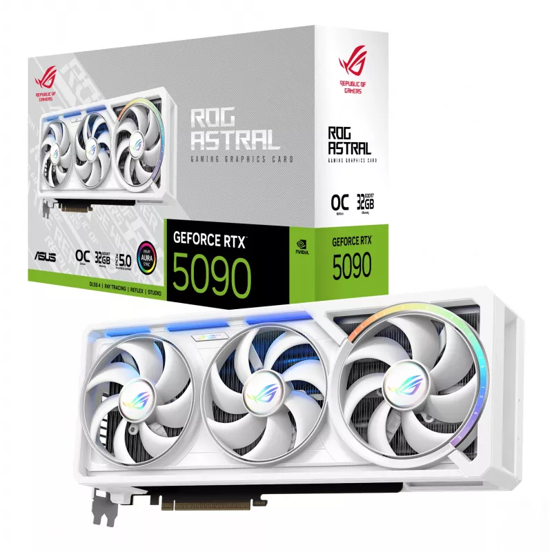 Grafikkarte ASUS ROG Astral GeForce RTX 5090, 32 GB GDDR7, 512-Bit, PCIe 5.0, 3 Lüfter, weiß