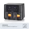 Ariete 4631 Double Heißluftfritteuse 9L, 2400W, Gesamtkapazität 9L, 11 Programme, Multifunktion, Bis zu 3,6 kg frittierte Lebensmittel Temperatur bis zu 200°C, Doppelkorb, Schwarz