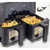 Ariete 4631 Double Heißluftfritteuse 9L, 2400W, Gesamtkapazität 9L, 11 Programme, Multifunktion, Bis zu 3,6 kg frittierte Lebensmittel Temperatur bis zu 200°C, Doppelkorb, Schwarz