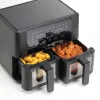 Ariete 4631 Double Heißluftfritteuse 9L, 2400W, Gesamtkapazität 9L, 11 Programme, Multifunktion, Bis zu 3,6 kg frittierte Lebensmittel Temperatur bis zu 200°C, Doppelkorb, Schwarz