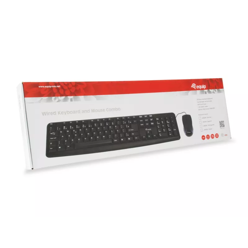 Equip 245201 Tastatur Maus inklusive Büro USB QWERTY Spanisch Schwarz