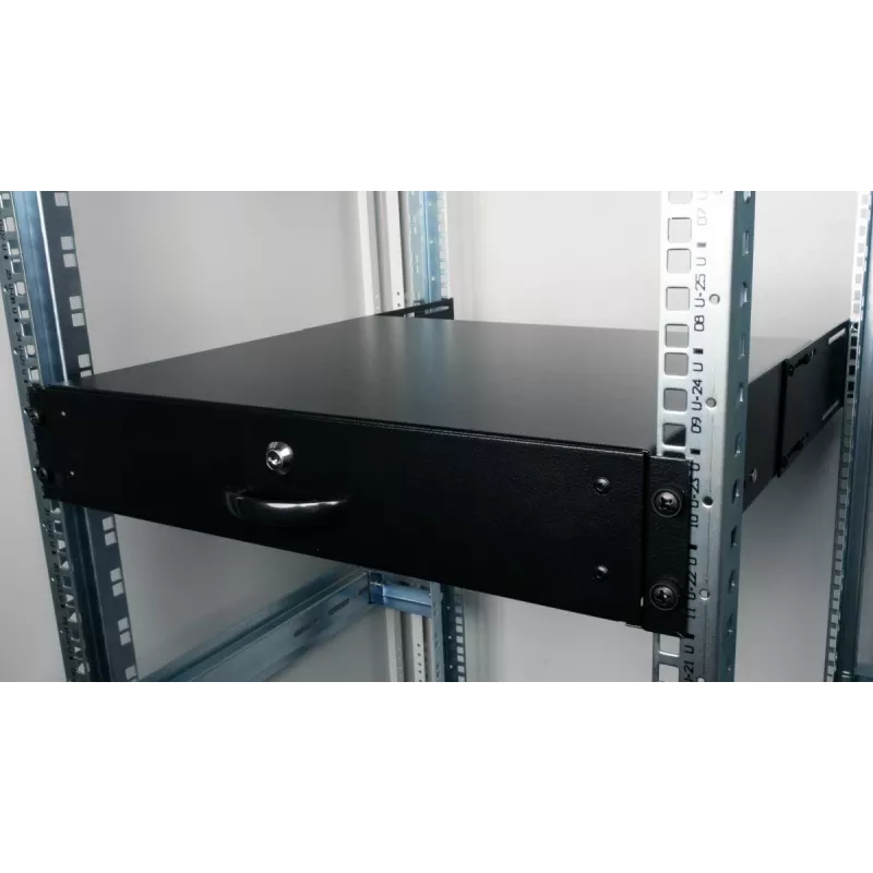Schubladeneinheit Equip Abschließbare Schublade 19' 2U RAL9005 Schwarz
