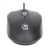 Manhattan Comfort II USB Kabelmaus, Schwarz, 1000dpi, USB-A, Optisch, Beidhändig, Tragbar/Kompakt, Drei Tasten mit Scrollrad, Drei Jahre Garantie