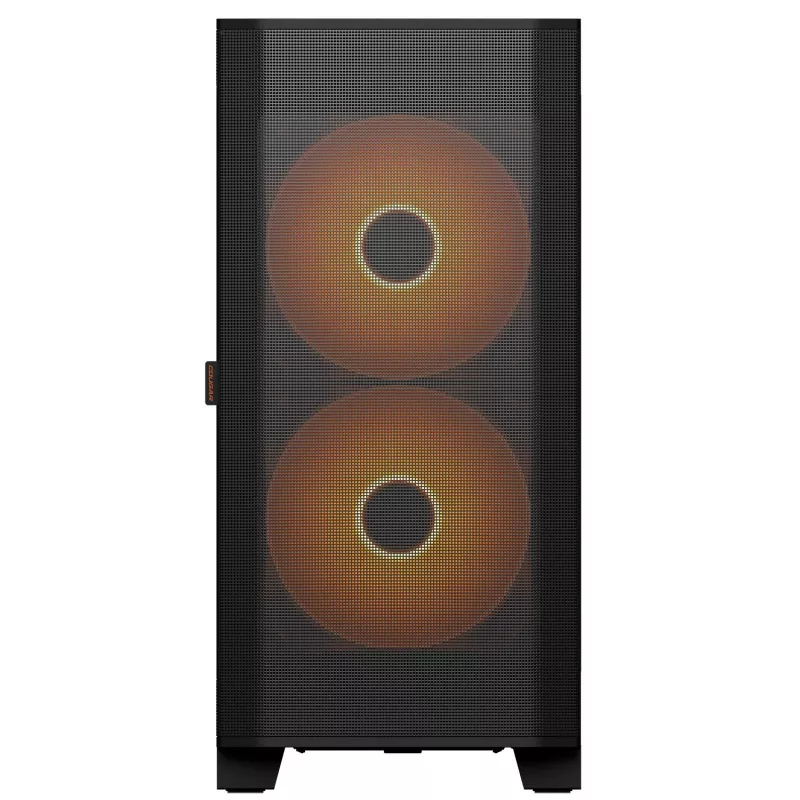PC Midi Tower Gehäuse Cougar Airface FLO ARGB, schwarz — unterstützt 2x 180 mm front, 1x 120 mm rückseitig, 2,5/3,5 Zoll Laufwerke, 240×480×509 mm