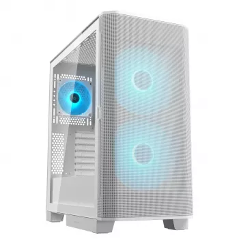 COUGAR PC Midi Tower Gehäuse Airface FLO ARGB Weiß — 2x180mm vorne, 1x120mm hinten, unterstützt 2,5 Zoll/3,5 Zoll HDD, 240×480×509 mm