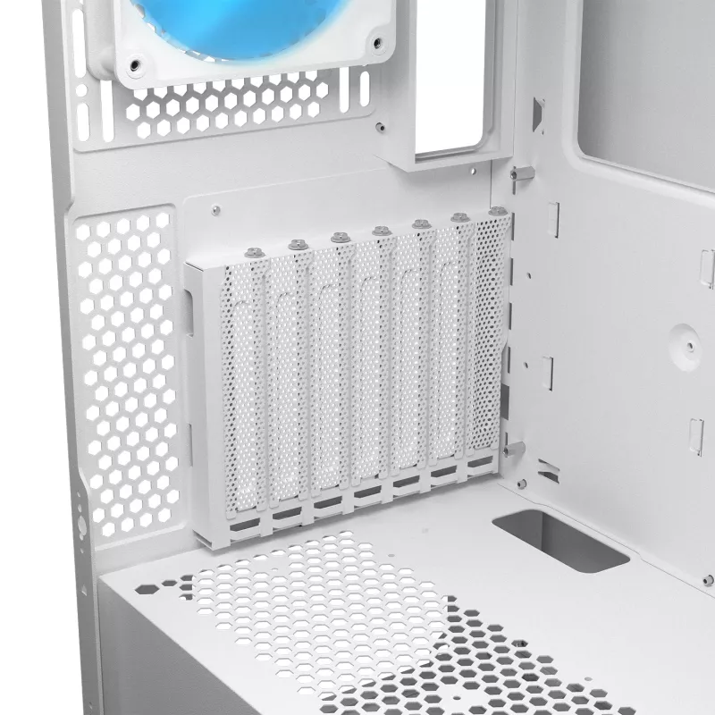 COUGAR PC Midi Tower Gehäuse Airface FLO ARGB Weiß — 2x180mm vorne, 1x120mm hinten, unterstützt 2,5 Zoll/3,5 Zoll HDD, 240×480×509 mm
