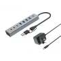 Conceptronic HUBBIES20GP 7-Port USB 3.0 Hub mit Netzteil, 5Gbps, USB-C x 3, USB-A x 4