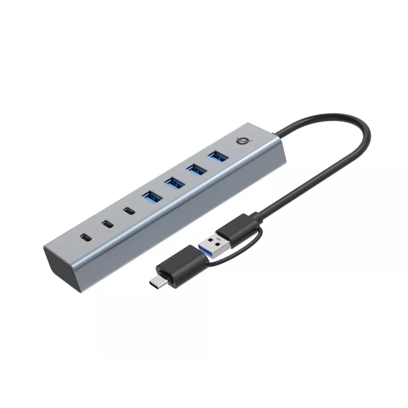 Conceptronic HUBBIES20GP 7-Port USB 3.0 Hub mit Netzteil, 5Gbps, USB-C x 3, USB-A x 4