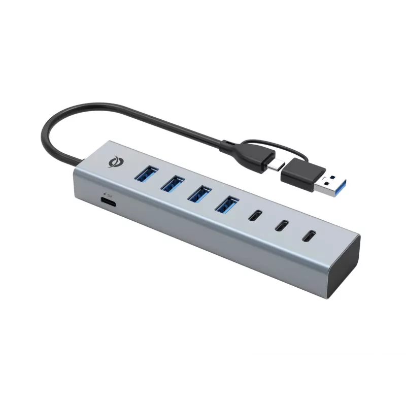 Conceptronic HUBBIES20GP 7-Port USB 3.0 Hub mit Netzteil, 5Gbps, USB-C x 3, USB-A x 4