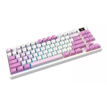 MSI FORGE GK600 TKL WIRELESS VIOLET Tastatur Gaming USB + Bluetooth QWERTY Spanisch Pink, Violett, Weiß