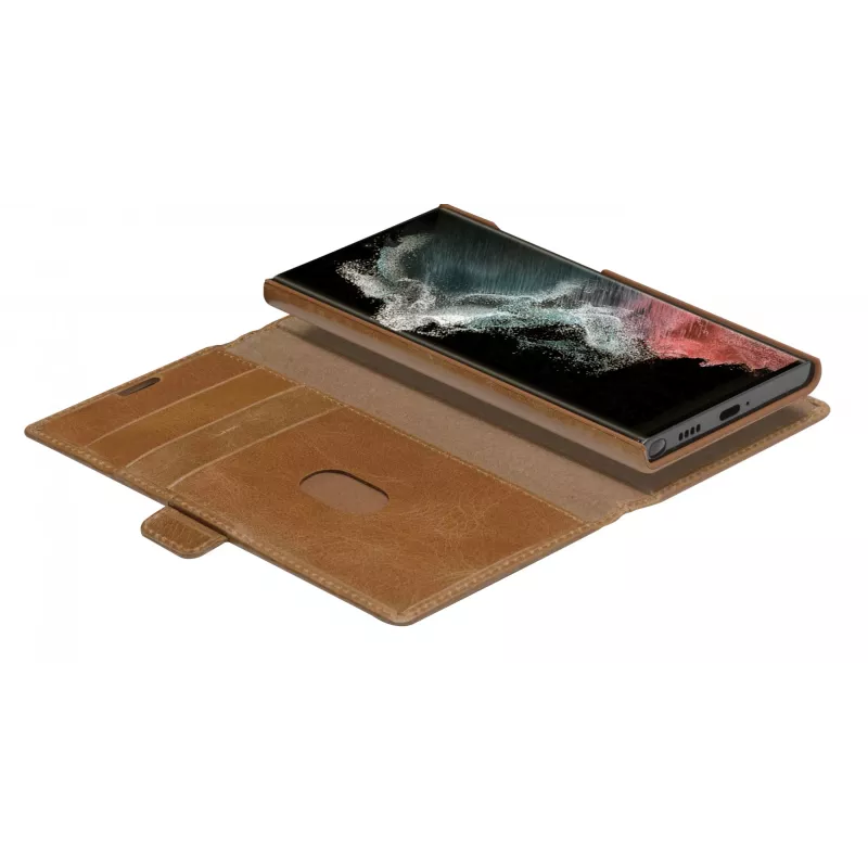 Folio-Hülle dbramante1928 Lynge für Samsung Galaxy S22 Ultra, tan, unterstützt Bildschirme bis zu 17,3 cm (6,8 Zoll), Tischständer
