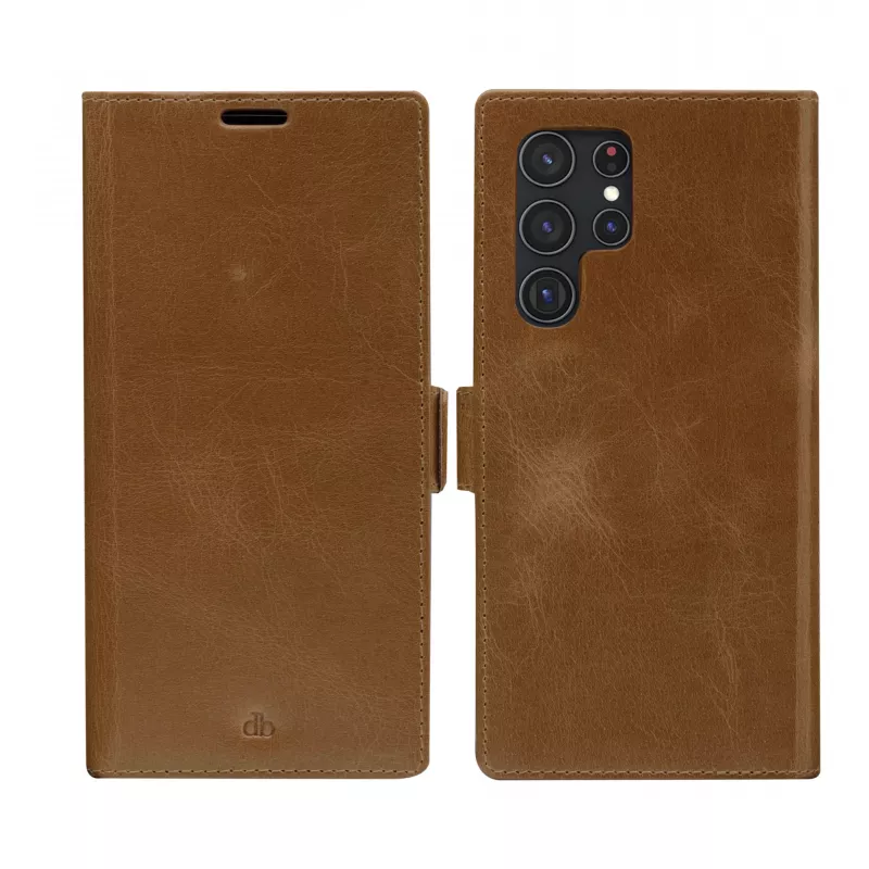 Folio-Hülle dbramante1928 Lynge für Samsung Galaxy S22 Ultra, tan, unterstützt Bildschirme bis zu 17,3 cm (6,8 Zoll), Tischständer