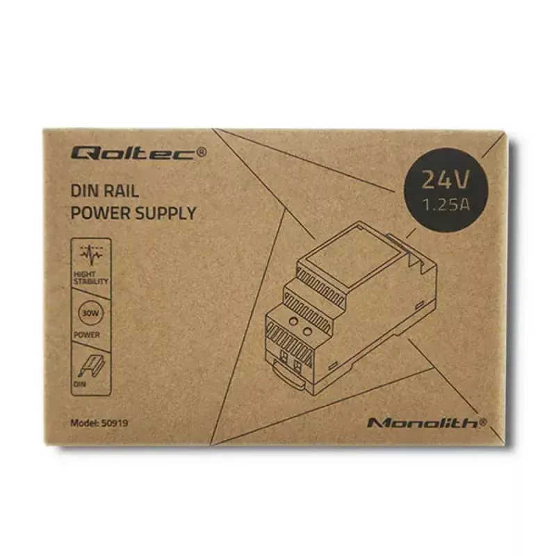 Hutschienen-Netzteil QOLTEC 30W 24V 1,25A grau