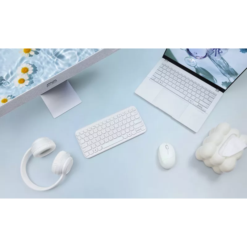 Kabellose Bluetooth-Tastatur ASUS KW100 Marshmallow – 75-%-Layout, QWERTZ, Scherenschalter, Weiß