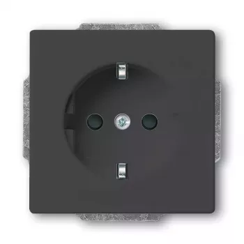 Socket-outlet CEE 7/3 Busch-Jaeger 2013-0-5265, 2P+E, 250V/16A, schwarz, 71×41 mm