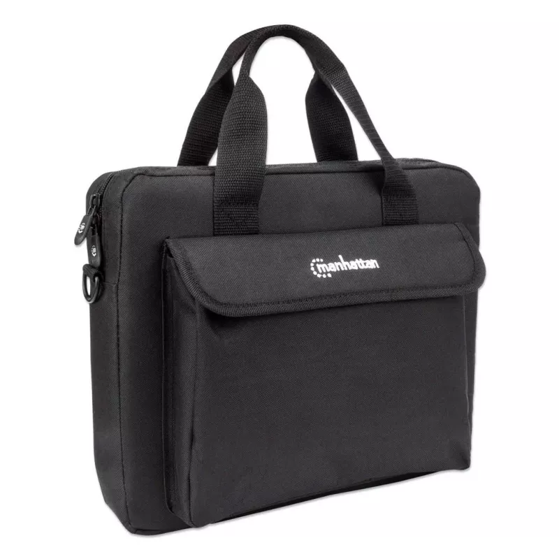 Manhattan London Laptoptasche 12,5 Zoll, Top-Loader, Schwarz, LOW COST, Zubehörfach, Schultergurt (abnehmbar), Notebook-Tasche, Drei Jahre Garantie