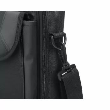 Manhattan Cambridge Laptoptasche 14,1 Zoll, Clamshell-Design, Schwarz, KOSTENGÜNSTIG, Zubehörfach, Dokumentenfach auf der Rückseite, Schultergurt (abnehmbar), Äquivalent zu Targus CN313/CN414EU, Notebook-Tasche, Drei Jahre Garantie