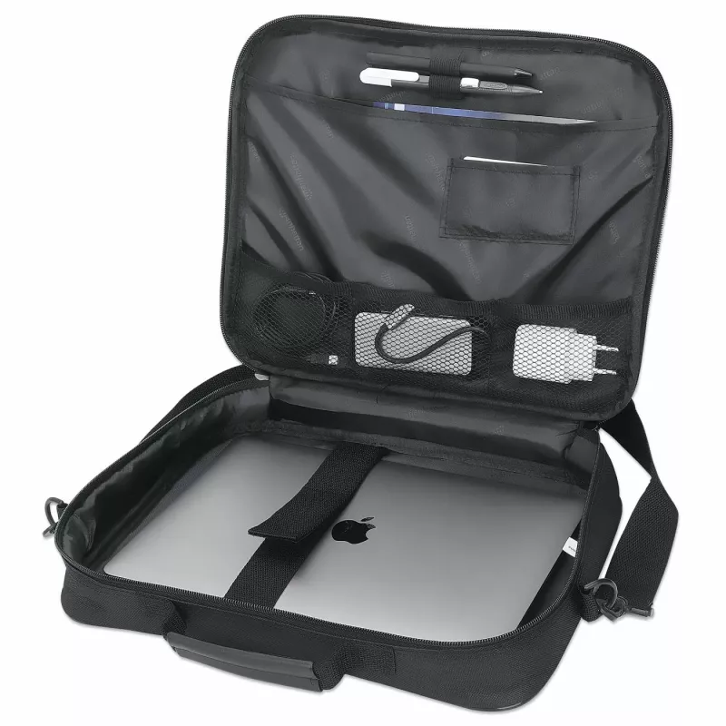 Manhattan Cambridge Laptoptasche 14,1 Zoll, Clamshell-Design, Schwarz, KOSTENGÜNSTIG, Zubehörfach, Dokumentenfach auf der Rückseite, Schultergurt (abnehmbar), Äquivalent zu Targus CN313/CN414EU, Notebook-Tasche, Drei Jahre Garantie