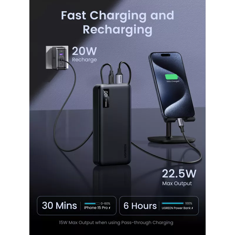 Ugreen 25683 Powerbank 20000 mAh Schwarz