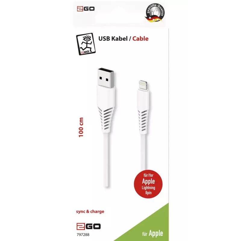 Lightning-Kabel 2GO 797288 1 m Weiß USB B
