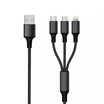 USB-Kabel 2GO 797154 3m USB B USB C/Micro-USB B/Lightning Schwarz