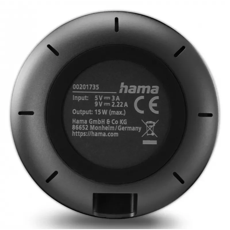 Hama 00201735 mobiles Ladegerät Smartphone Schwarz USB Kabelloses Laden Schnellladung Indoor