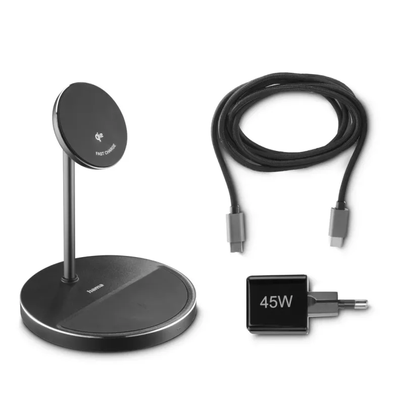 Hama 00201738 Ladegerät für Mobilgeräte Kopfhörer, Smartphone Schwarz USB Kabelloses Laden Schnellladefunktion Innenbereich