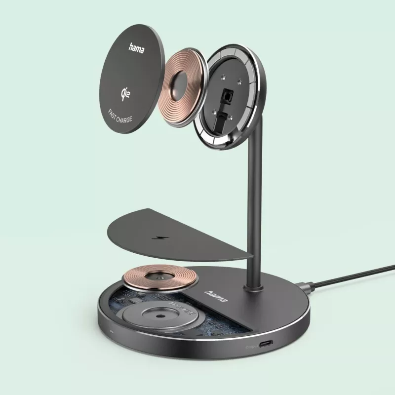Hama 00201738 Ladegerät für Mobilgeräte Kopfhörer, Smartphone Schwarz USB Kabelloses Laden Schnellladefunktion Innenbereich