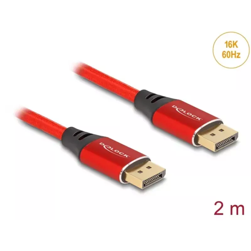 DeLOCK DisplayPort-Kabel 16K 60 Hz 2 m rot Metall