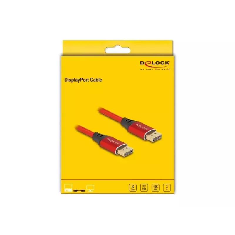 DeLOCK DisplayPort-Kabel 16K 60 Hz 2 m rot Metall