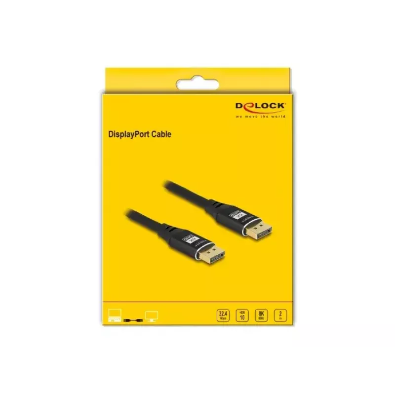 DeLOCK DisplayPort-Kabel 8K 60 Hz 2 m Schwarz Metall
