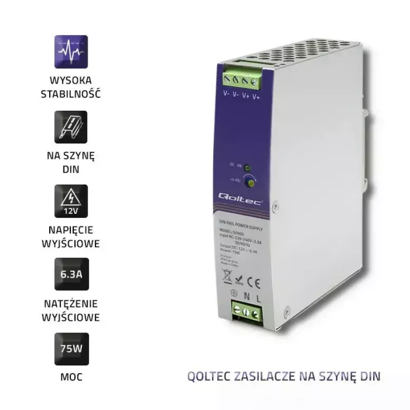 Industrielles Hutschienen-Netzteil QOLTEC 50905