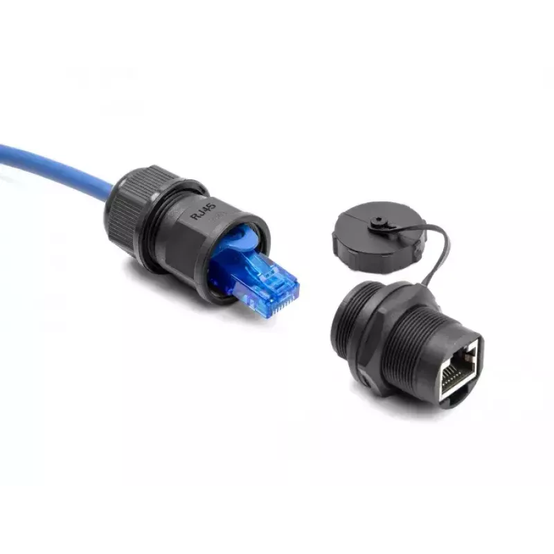 DeLOCK RJ45 Cat.6A Kupplung mit Schutzkappe IP67 staub- und wasserdicht