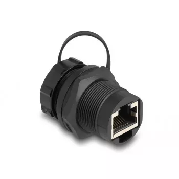 DeLOCK RJ45 Cat.6A Kupplung mit Schutzkappe IP67 staub- und wasserdicht